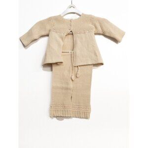 Empress Baby Girls Ivory Cotton Sweater & Pants Solid Tight Knit Outfit 6-12M